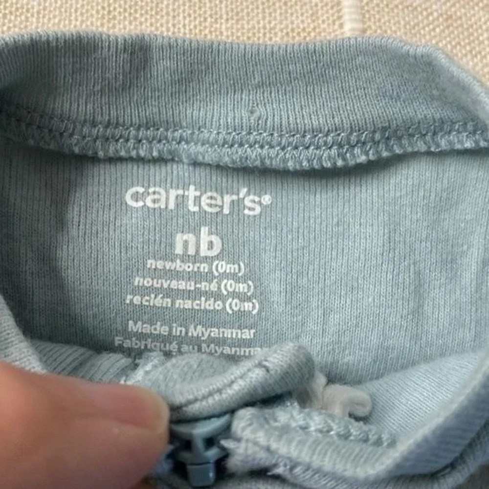 Carter's Cloud Island‎ Infant Sleepers Kids NB Blue Gray Dinosaur 2-Way Zip Set